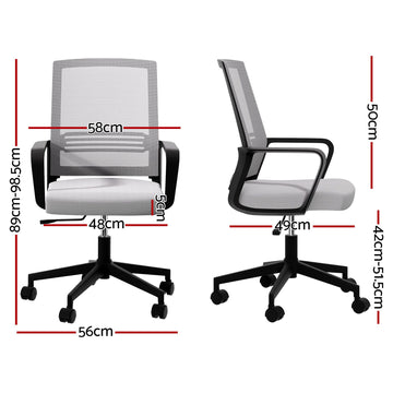 Artiss Mesh Office Chair Mid Back Grey - 0