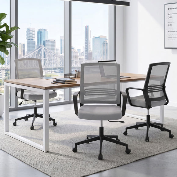 Artiss Mesh Office Chair Computer Gaming Desk Chairs Work Study Mid Back Grey