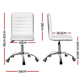 Artiss Office Chair Conference Chairs PU Leather Low Back White - 0