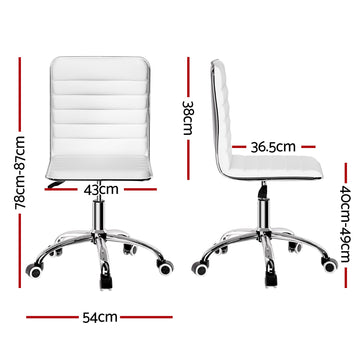 Artiss Office Chair Conference Chairs PU Leather Low Back White - 0