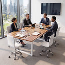 Artiss Office Chair Conference Chairs PU Leather Low Back White-9