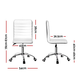 Artiss Office Chair Conference Chairs PU Leather Low Back White - 0