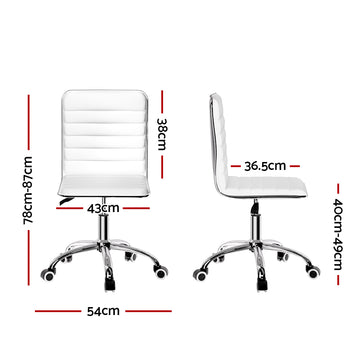 Artiss Office Chair Conference Chairs PU Leather Low Back White - 0