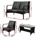 Gardeon Outdoor Sofa Set Lounge Setting Wicker Table and Chairs Garden Patio Furniture-3