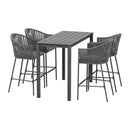 Gardeon 5-Piece Outdoor Bar Set Dining Table Rope Chair Patio Bistro Set-1