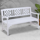 Gardeon Outdoor Garden Bench Wooden Chair 3 Seat Patio Furniture Lounge White-7