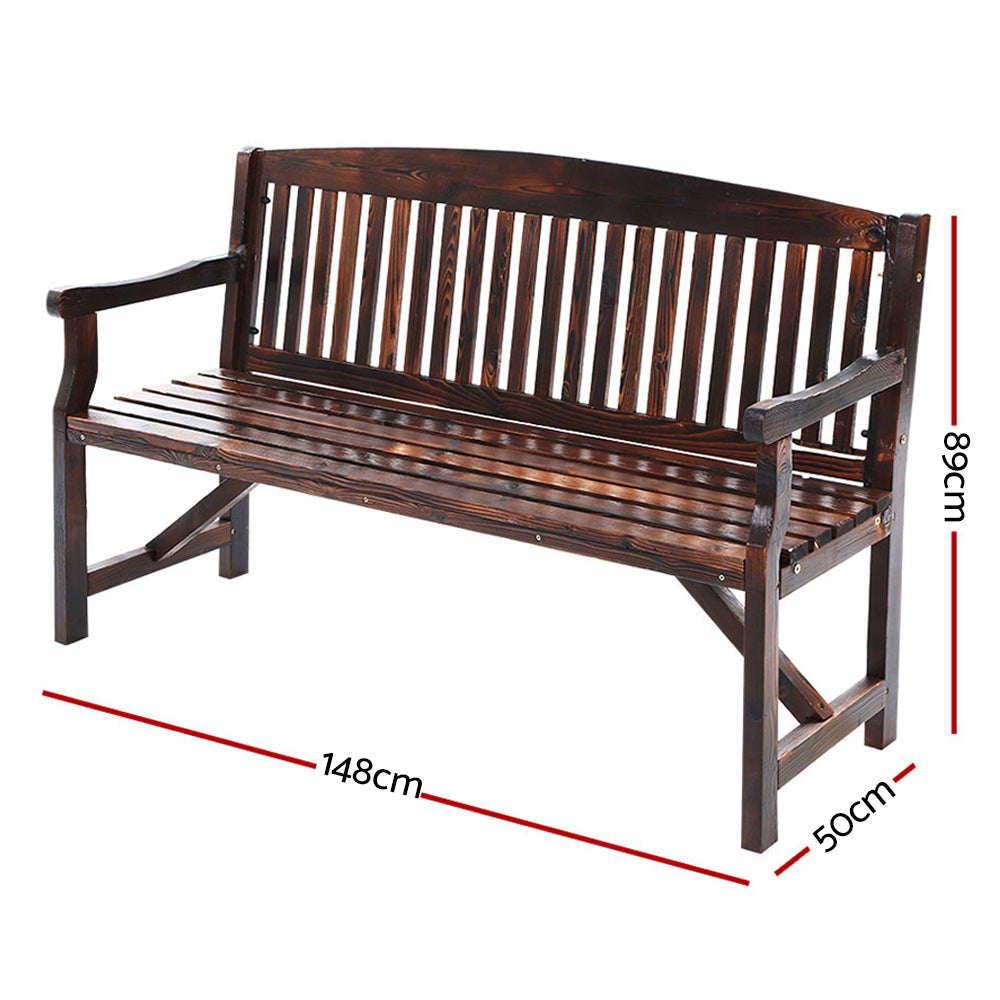 Gardeon 5FT Outdoor Garden Bench Wooden 3 Seat Chair Patio Furniture Charcoal - 0