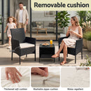 Gardeon 3PC Outdoor Bistro Set Patio Furniture Wicker Setting Chairs Table Cushion Black-6
