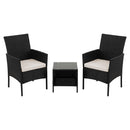 Gardeon 3PC Outdoor Bistro Set Patio Furniture Wicker Setting Chairs Table Cushion Black-10