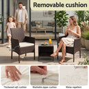 Gardeon 3PC Outdoor Bistro Set Patio Furniture Wicker Setting Chairs Table Cushion Brown-6