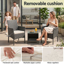 Gardeon 3PC Outdoor Bistro Set Patio Furniture Wicker Setting Chairs Table Cushion Grey-6