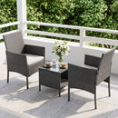 Gardeon 3PC Outdoor Bistro Set Patio Furniture Wicker Setting Chairs Table Cushion Grey-8