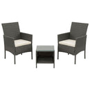 Gardeon 3PC Outdoor Bistro Set Patio Furniture Wicker Setting Chairs Table Cushion Grey-10
