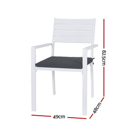 Gardeon 4PC Outdoor Dining Chairs Stackable Aluminum Lounge Chair Patio Furniture - 0