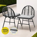Gardeon 2x Outdoor Chairs Dining Chair Lounge Wicker Patio Furniture Black-6