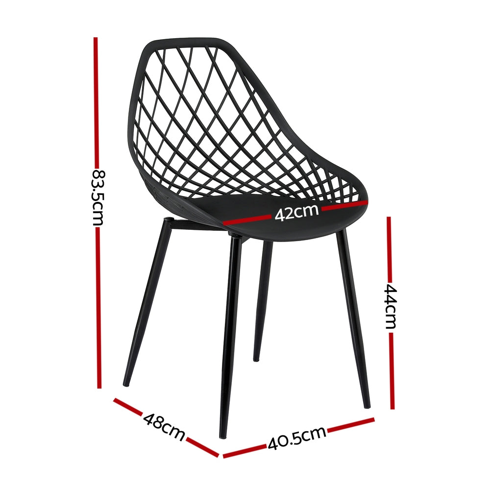 Gardeon 4PC Outdoor Dining Chairs PP Lounge Chair Patio Garden Furniture Black - 0