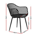 Gardeon 4PC Outdoor Dining Chairs PP Lounge Chair Patio Furniture Garden Black-2