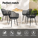 Gardeon 4PC Outdoor Dining Chairs PP Lounge Chair Patio Furniture Garden Black-4