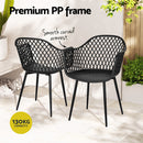 Gardeon 4PC Outdoor Dining Chairs PP Lounge Chair Patio Furniture Garden Black-6