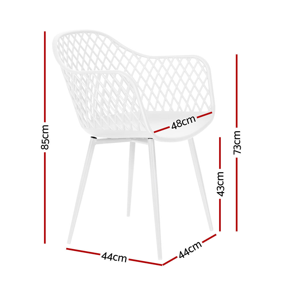 Gardeon 4PC Outdoor Dining Chairs PP Lounge Chair Patio Furniture Garden White - 0