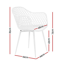 Gardeon 4PC Outdoor Dining Chairs PP Lounge Chair Patio Furniture Garden White - 0