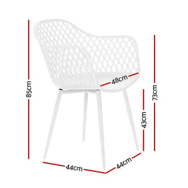Gardeon 4PC Outdoor Dining Chairs PP Lounge Chair Patio Furniture Garden White - 0
