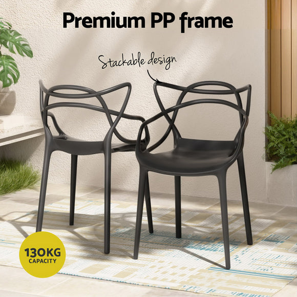 Gardeon 4PC Outdoor Dining Chairs PP Portable Stackable Chair Patio Furniture