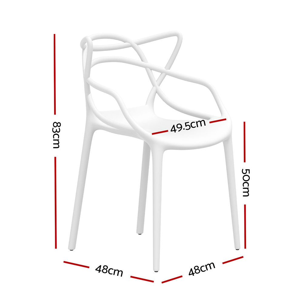 Gardeon 4PC Outdoor Dining Chairs PP Portable Stackable Chair Patio Furniture White - 0