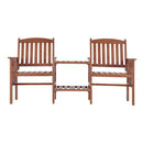 Gardeon Outdoor Garden Bench Loveseat Wooden Table Chairs Patio Furniture Brown-3