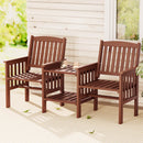 Gardeon Outdoor Garden Bench Loveseat Wooden Table Chairs Patio Furniture Brown-7