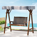 Gardeon Outdoor Wooden Swing Chair Garden Bench Canopy Cushion 2 Seater Charcoal-1
