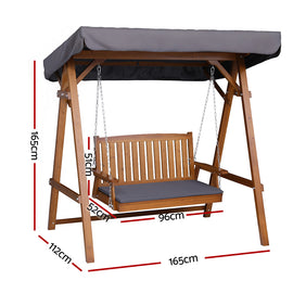 Gardeon Swing Chair Wooden Garden Bench Canopy 2 Seater Outdoor Furniture - 0