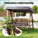 Gardeon Wooden Swing Chair Garden Bench Canopy 3 Seater Outdoor Furniture-2