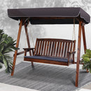 Gardeon Wooden Swing Chair Garden Bench Canopy 3 Seater Outdoor Furniture-5