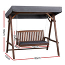 Gardeon Wooden Swing Chair Garden Bench Canopy 3 Seater Outdoor Furniture-6