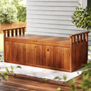 Gardeon Outdoor Storage Bench Box 129cm Wooden Garden Toy Chest Sheds Patio Furniture XL Natural-8