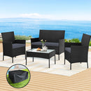 Gardeon 4 Seater Outdoor Sofa Set with Storage Cover Wicker Table Chair Black-7