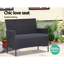 Gardeon 4 Seater Outdoor Sofa Set Wicker Setting Table Chair Furniture Dark Grey-3