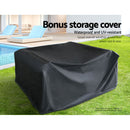 Gardeon 4 Seater Outdoor Sofa Set with Storage Cover Wicker Table Chair DarkGrey-6