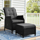 Gardeon Recliner Chair Sun lounge Wicker Lounger Outdoor Furniture Patio Adjustable Black-1