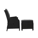 Gardeon Recliner Chair Sun lounge Wicker Lounger Outdoor Furniture Patio Adjustable Black-4