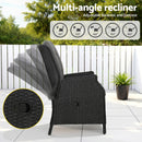 Gardeon Recliner Chair Sun lounge Wicker Lounger Outdoor Furniture Patio Adjustable Black-6