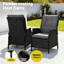 Gardeon Recliner Chair Sun lounge Wicker Lounger Outdoor Furniture Patio Adjustable Black-7