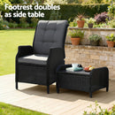 Gardeon Recliner Chair Sun lounge Wicker Lounger Outdoor Furniture Patio Adjustable Black-8