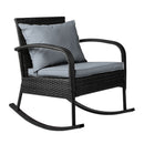 Gardeon Outdoor Furniture Rocking Chair Wicker Garden Patio Lounge Setting Black-1