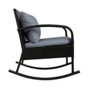 Gardeon Outdoor Furniture Rocking Chair Wicker Garden Patio Lounge Setting Black-3