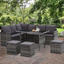 Gardeon Outdoor Furniture Dining Setting Sofa Set Lounge Wicker 9 Seater Mixed Grey-8
