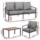 Gardeon 5 Seater Outdoor Sofa Set 4PCS Table Chair Garden Bench Patio Furniture-2