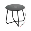 Gardeon Outdoor Side Table Steel Frame for Patio Balcony Garden Black-3