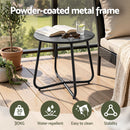 Gardeon Outdoor Side Table Steel Frame for Patio Balcony Garden Black-5